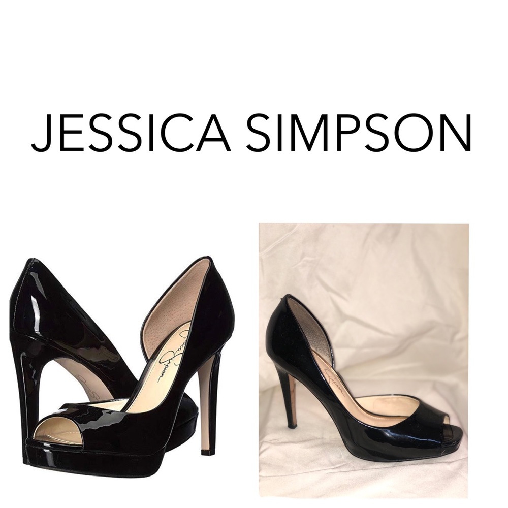 Black open toe platformed heel